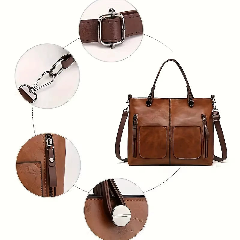 Women'S Bag Fashion Classical Style Crossbody Retro PU Leather Shoulder and Purse Casual Bag Daily