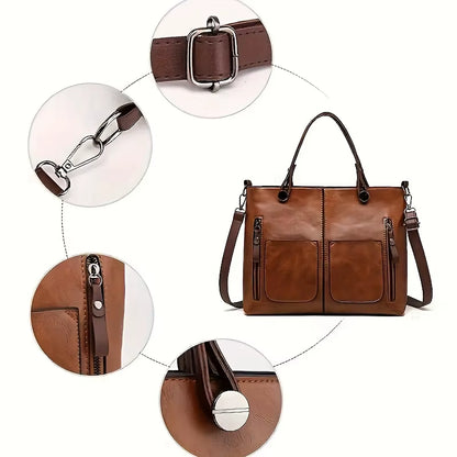 Women'S Bag Fashion Classical Style Crossbody Retro PU Leather Shoulder and Purse Casual Bag Daily